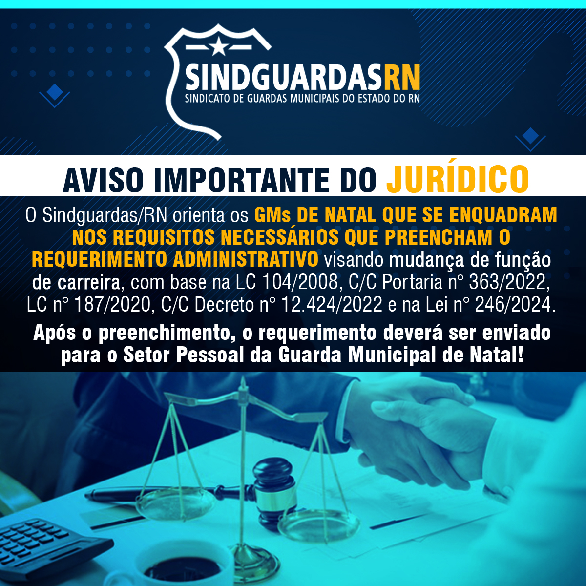 Sindguardas/RN orienta sobre Requerimento Administrativo para GMs de Natal